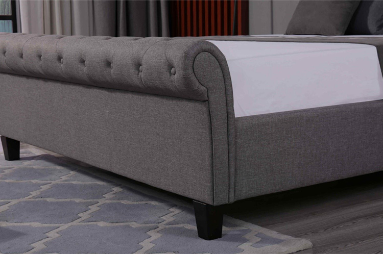 tufted upholstered sleigh bed 5