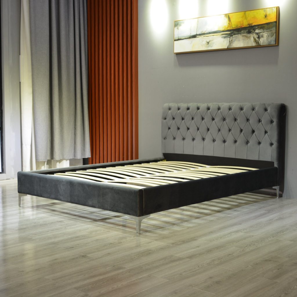 Upholstered Platform Velvet Bed 1