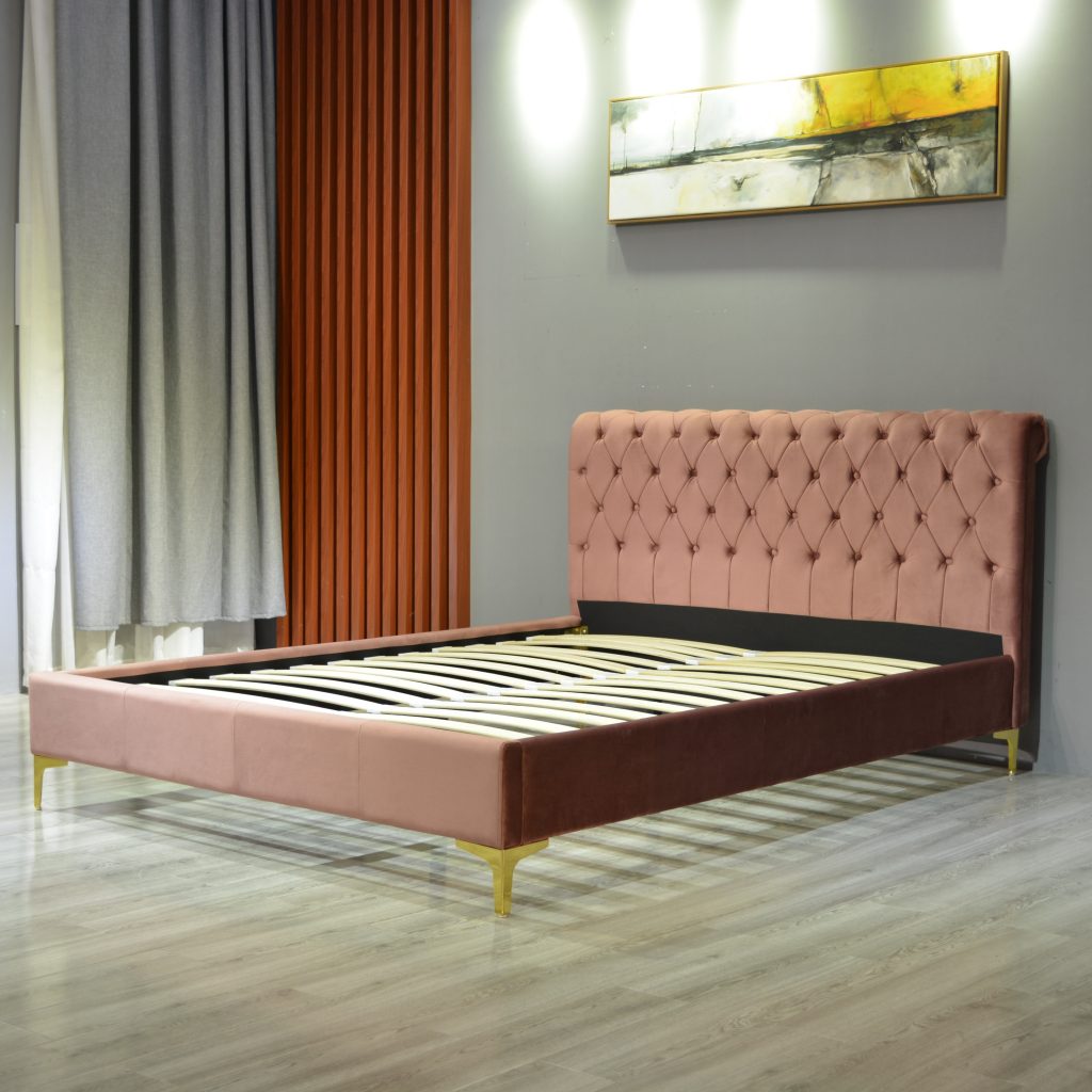 Upholstered Platform Velvet Bed 2