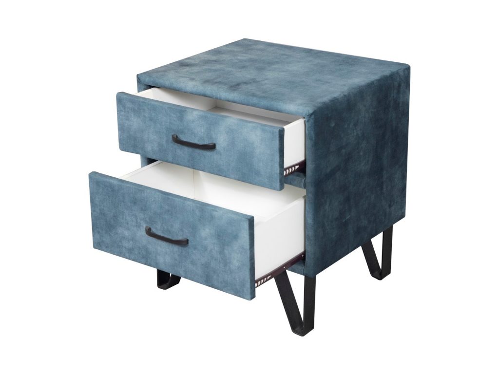 2 Drawers Velvet Nightstand 5