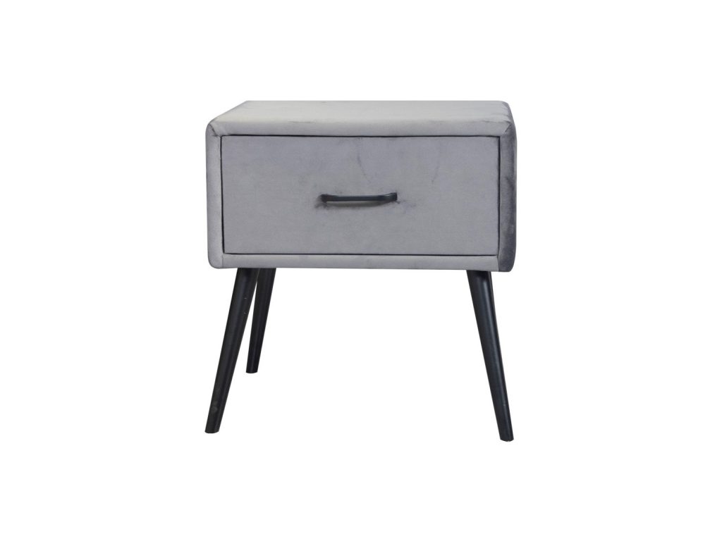 Grey Velvet Nightstand 1