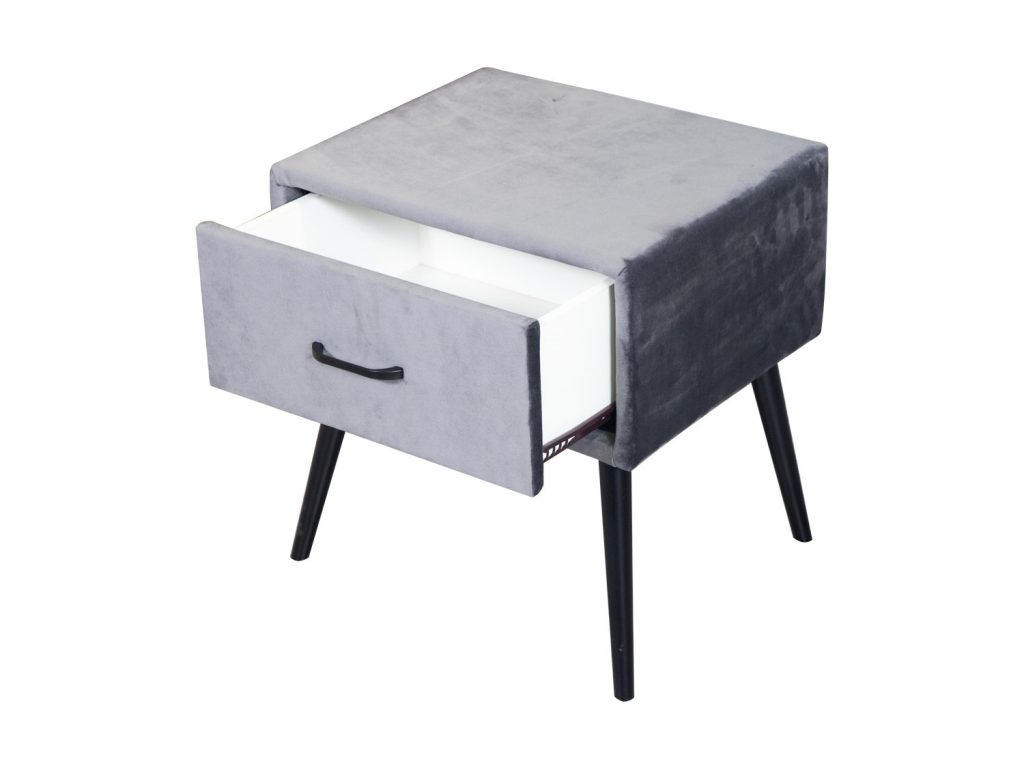 Grey Velvet Nightstand 2