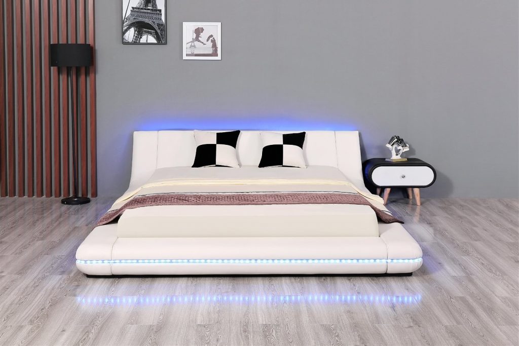 Upholstered Leather LED Bed 5